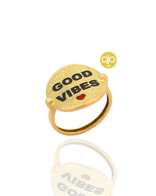 انگشتر طلا GOOD VIBES کدR1262