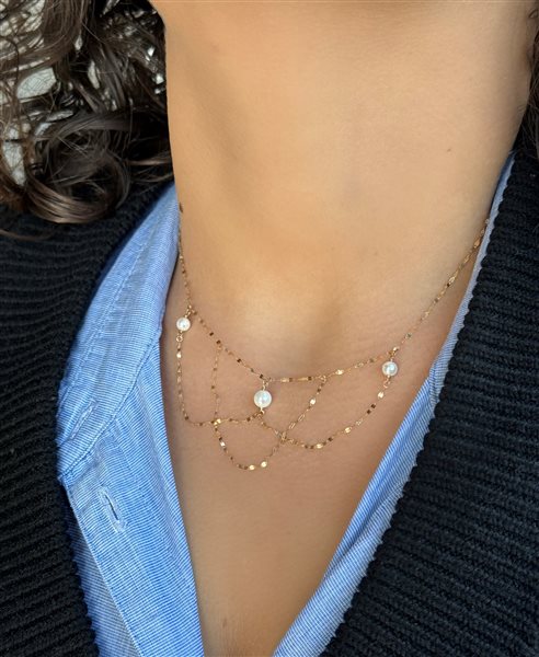 گردنبند طلا مروارید کدNC1958