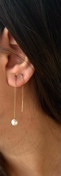 گوشواره طلا بخیه ای مروارید (تک لنگه)کدE1479