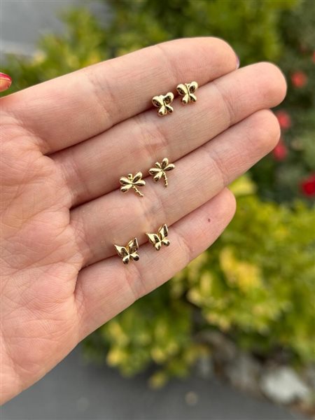 گوشواره طلا سنجاقک کدE1518
