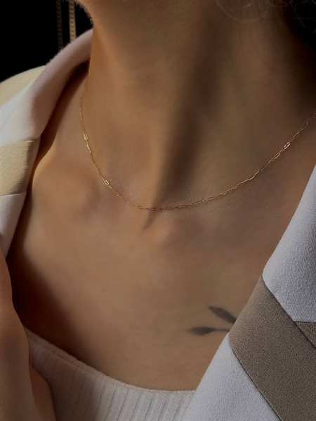 گردنبند طلا پیپرلینک ظریف کدNC1895