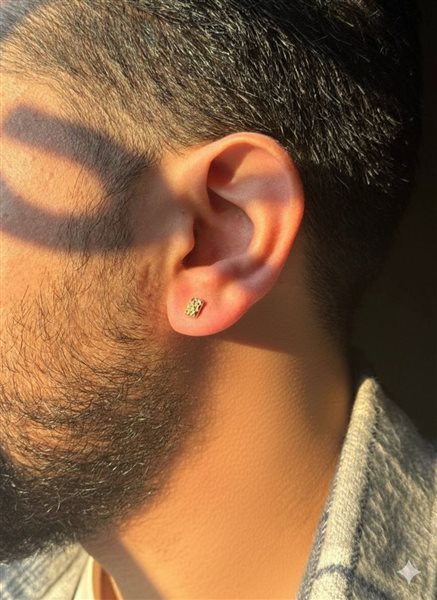 گوشواره طلا مستطیل (تک لنگه) کدE1813