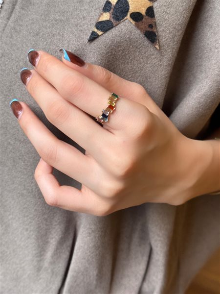 انگشتر طلا رنگین کمان کدR2592